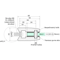 DOPREDAJ! Svorka skla na trubku ø 42,4 mm, sklo 10 - 12,76 mm, AISI 304 DOPREDAJ! Svorka skla na trubku ø 42,4 mm, sklo 10 - 12,76 mm, AISI 304